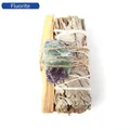 White sage smudge stick with Palo Santo wood and raw fluorite crystal for healing - Fluorite, Sage And Palo Santo