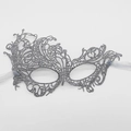 Silver lace party mask with ribbon ties for masquerade and Halloween costume - Silver Phoenix Regular (5706668349850)