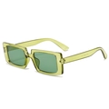 Square green translucent frame sunglasses with dark lenses and thick rectangular temples - Transparent Green Frame Green Lens