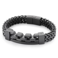 Pulsera para hombre en acero inoxidable negro mate con eslabones cuadrados y cadena espiga - Negro
