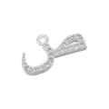 Detailed view of silver Arabic letter pendant with micro-pave white cubic zirconia - White Gold 08
