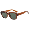 Amber pilot sunglasses with dark green lenses and a lightweight transparent frame - Tea Frame Green Lens