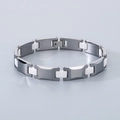 Bracelet minimaliste en acier tungstène avec maillons céramique blanche et fermoir - Style d'Épissage en Céramique Blanche (KB186882-TS)
