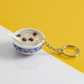 Miniature blue and white porcelain bowl keychain featuring realistic red bean porridge - No.15 Red Bean Porridge (Model)