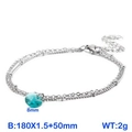 Double-layered silver steel bracelet featuring a 8mm lake blue round crystal pendant - Blue Crystal Bead(KB129241-Z)