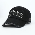 Gorra vintage negra con bordado Action y detalles desgastados estilo retro - Ajustable / Negro