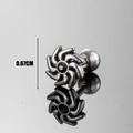 Orecchino da uomo in acciaio inossidabile con pietra nera e rosa in argento antico - Stile Vortice con Gemma Nera(S283)