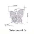 Micro pave butterfly charm with AAA cubic zirconia stones in gold-plated copper finish - Silver Micro-Pave Butterfly (L0220-B)