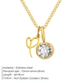 Gold-plated stainless steel necklace with initial P and round crystal birthstone pendant - Letter I / Gold