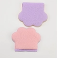 Pink and purple cat claw shaped sponges for facial cleansing and makeup removal - XL Cat Paw Cleansing Puff / Wisteria Purple Pink