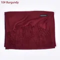 Soft burgundy cashmere-style scarf with elegant fringe detail and classic wash label - Wine Red