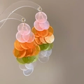 Pendientes de flores coloridas con pétalos de resina degradados para vacaciones en la playa - Pin de Plata-Grande / Colorido