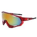 Herren-Radbrille mit transparentem rotem Rahmen und bunten Regenbogen-Gläsern - Roter Rahmen Roter Spiegel