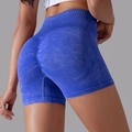 Short de yoga taille haute sans couture avec effet push-up bleu foncé délavé et mesh - S / Bleu Royal