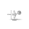 Silver G23 titanium labret stud with flower-shaped zircon gems measuring 7mm x 4.2mm - 4# Pear Combination Style / Silver
