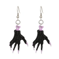 Halloween black claw hand earrings with purple nails in gothic style jewelry for women - 14 Black Claws (Purple)