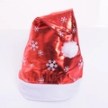 Luminous red Christmas hat with white snowflake patterns and soft plush brim - Gold Cloth Snowflake Adult Hat Red