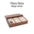 Black walnut portable jewelry box with three slots and beige velvet lining for rings - 3 Slots Beige Velvet (RB520-C8)