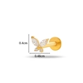 Titanium butterfly stud earring in gold finish with clear zircon stones 4x4.8mm - 590-10# Gold Mini Butterfly