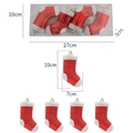 Set of 4 red plaid plastic Christmas stocking ornaments with white fur trim in clear box - Box of 4 / Red