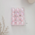 Set of 12 iridescent pink 4cm Christmas balls for tree decoration in clear box - Iridescent Pink 4cm 12pcs