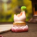 Cute flesh-colored cartoon Buddha hand holding green cabbage on pink lotus base - 1223-1 Cabbage Hand