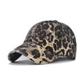 Vintage katoenen honkbalpet met luipaardprint en distressed afwerking voor dames en heren - Verstelbaar / Luipaardprint