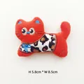 Détail de la poupée chat en peluche orange, motif léopard, dimensions 5,8 cm sur 8,5 cm - Style DIY (Ouverture au dos) / Chat Orange
