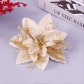 Champagne gold artificial poinsettia flower with glitter finish for Christmas tree decor - Style A Gold