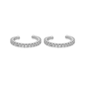 Dettaglio di ear cuff in argento con una fila di zirconi scintillanti su sfondo bianco - Polsino per orecchie con fila di zirconi argento 24K (W80108-SS-1)
