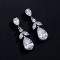 Elegant silver bridal earrings featuring teardrop and marquise cut cubic zirconia stones - Ep5065a Earrings - Silver Teardrop Set With Zirconia