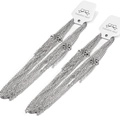 Set of two 2mm silver stainless steel flat O-link chain necklaces on display cards - 50+5cm / Steel