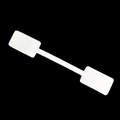 White rectangular plastic jewelry price tag for rings with adhesive finish on black background - Extra Large Square Head 1.6*9.9cm (100Pcs/Pack)