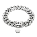 Collare per cani in acciaio inossidabile argento con zirconi e ciondolo tondo - Colore Acciaio KDC045-KJX / Color Acciaio