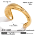 Polished gold stainless steel cuff bracelet showing inner diameter and dimensions - Heavy Polished Style (JDB0108007) / Gold