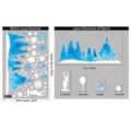 Blue Christmas static stickers with snow scene, reindeer and houses for window decoration - BQ410 Christmas Tree