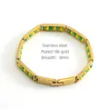 Minimalist 18K gold plated stainless steel bead bracelet with green and yellow accents - Yellow & Green Beads - Gold (344)