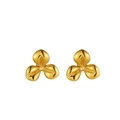 Elegant gold-tone clover-shaped stud earrings with matte brushed finish and bright edges - XLE-3-2 Earrings - Gold