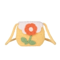 Handmade yellow crochet shoulder bag with orange flower for kids cute crossbody purse - Yellow