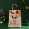 Brown kraft paper Christmas gift bag featuring a Santa Claus illustration and twisted handles - 021-7 (Merry Christmas Full Santa)