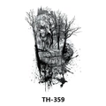 Waterproof temporary tattoo sticker TH-359 featuring wolf and castle silhouette design - Th-359 / 210*148mm