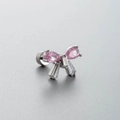 Titanium steel butterfly stud earring with pink and clear zircon crystals - Butterfly Bow Style-Pink Zirconia (A79-2#)