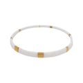 Modern tile bracelet with white glazed beads and polished gold square metal accents - White/Gold Minimalist(TL-B190271C)