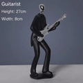 Modern abstract guitar player sculpture in matte black and silver finish, 27cm height - Silver-Guitarist