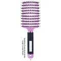 Sparkling purple curved hairbrush with boar bristles and nylon pins for hair styling - With Boar Bristle / Black Handle Glitter Purple (with Boar Bristle)