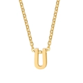 Minimalist 18K gold-plated titanium steel letter U pendant necklace with cross chain - Letter U / Gold
