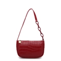 Red crocodile pattern hobo bag with resin chain strap for women in minimalist style - Red