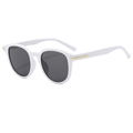 Vintage square white sunglasses with dark grey lenses and gold T-shaped metal hinges - White Frame Dark Grey Lens