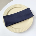 Detail of navy blue ribbed knit headband texture on a decorative beige ceramic plate - Navy Blue