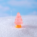 Miniature pink translucent glowing Christmas tree figurine with orange base, 1.9cm height - Pink